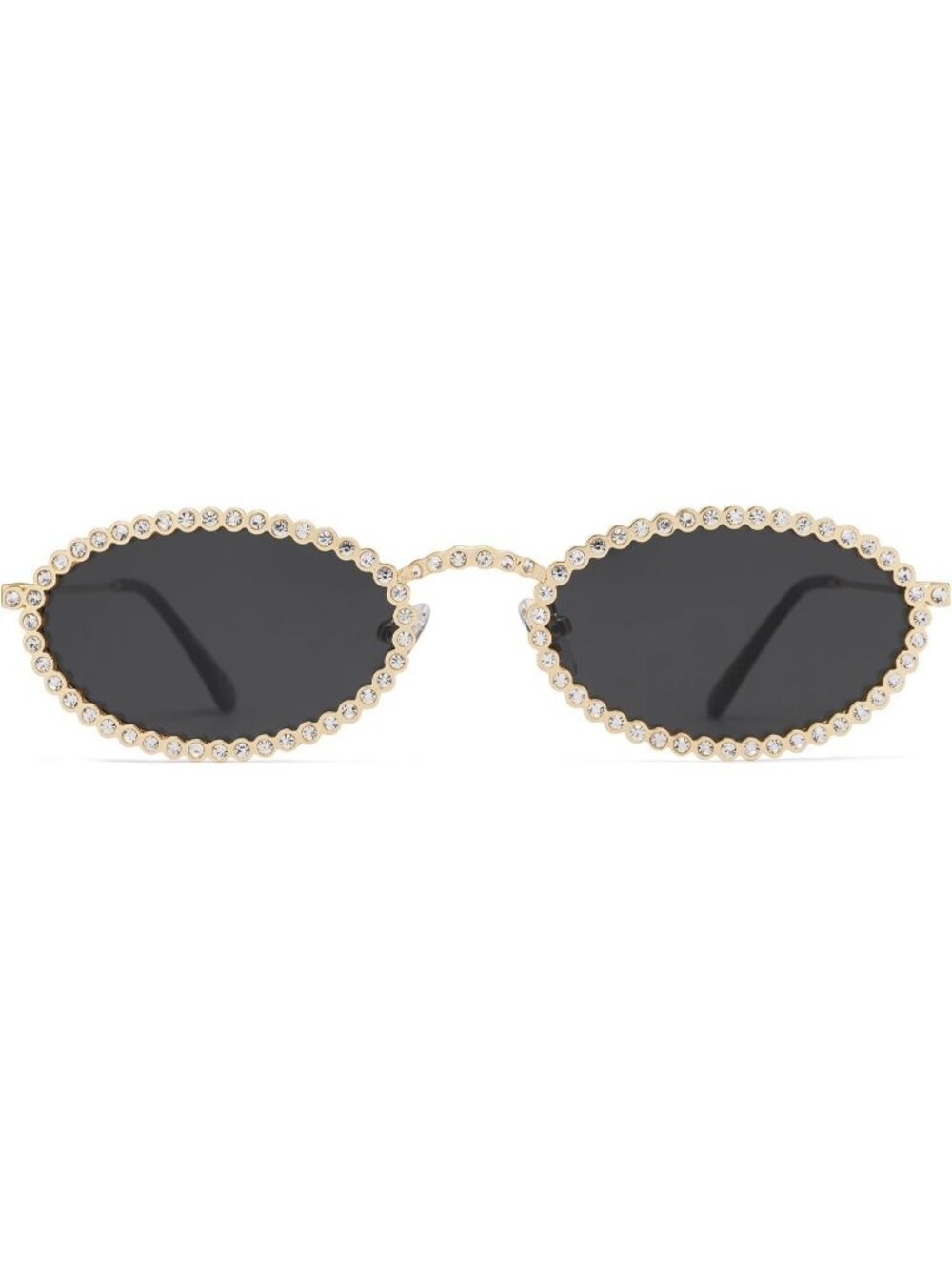 SOJOS Women Retro Oval Rhinestone Sunglasses 90s Style Bling Hippie Disco Black